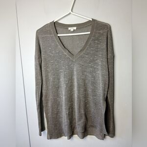 WILFRED ARITZIA See-through Women Long Sleeve Shirt V-Neck Brown XXS